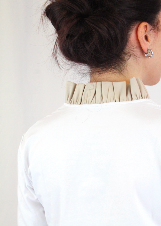 Maglietta scollo a V con rouches - Cotone