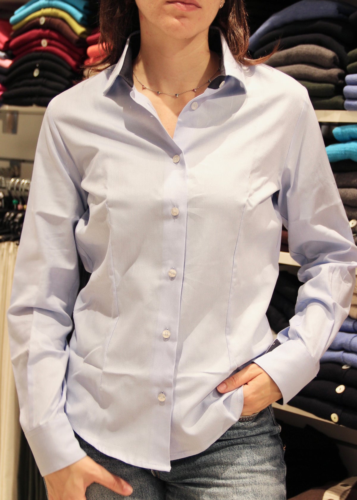 Camicia colletto a contrasto Oxford