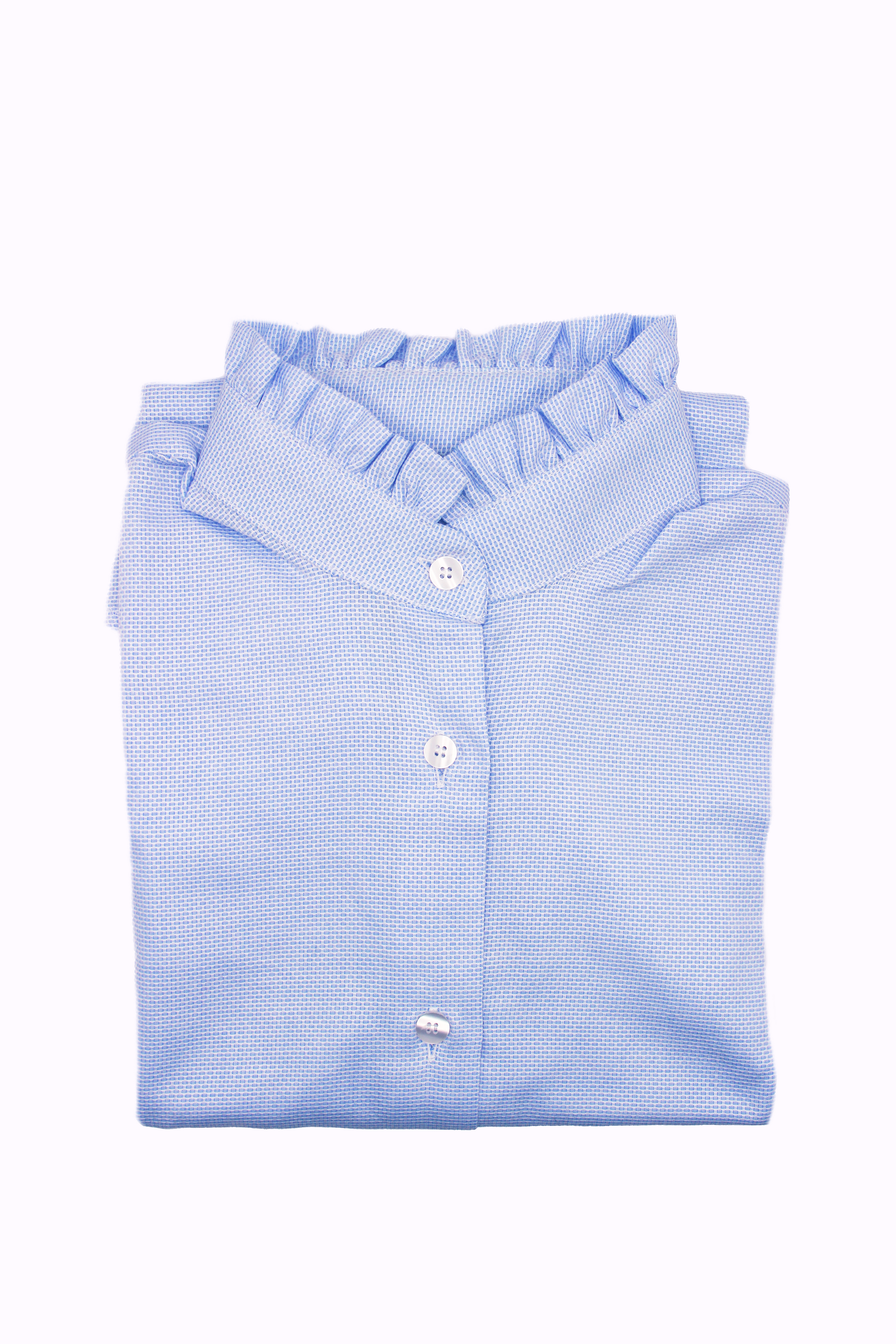 Camicia Strike Inside con colletto a rouche, realizzata in tessuto Oxford di alta qualità. nella nostra maglieria artigianale a Genova. Elegante e sofisticata, questa camicia aggiunge un tocco di femminilità al tuo guardaroba, con una vestibilità comoda e delicata sulla pelle. Il collo con rouche dona al capo un'aria romantica e distintiva, rendendolo perfetto per look eleganti e ricercati.