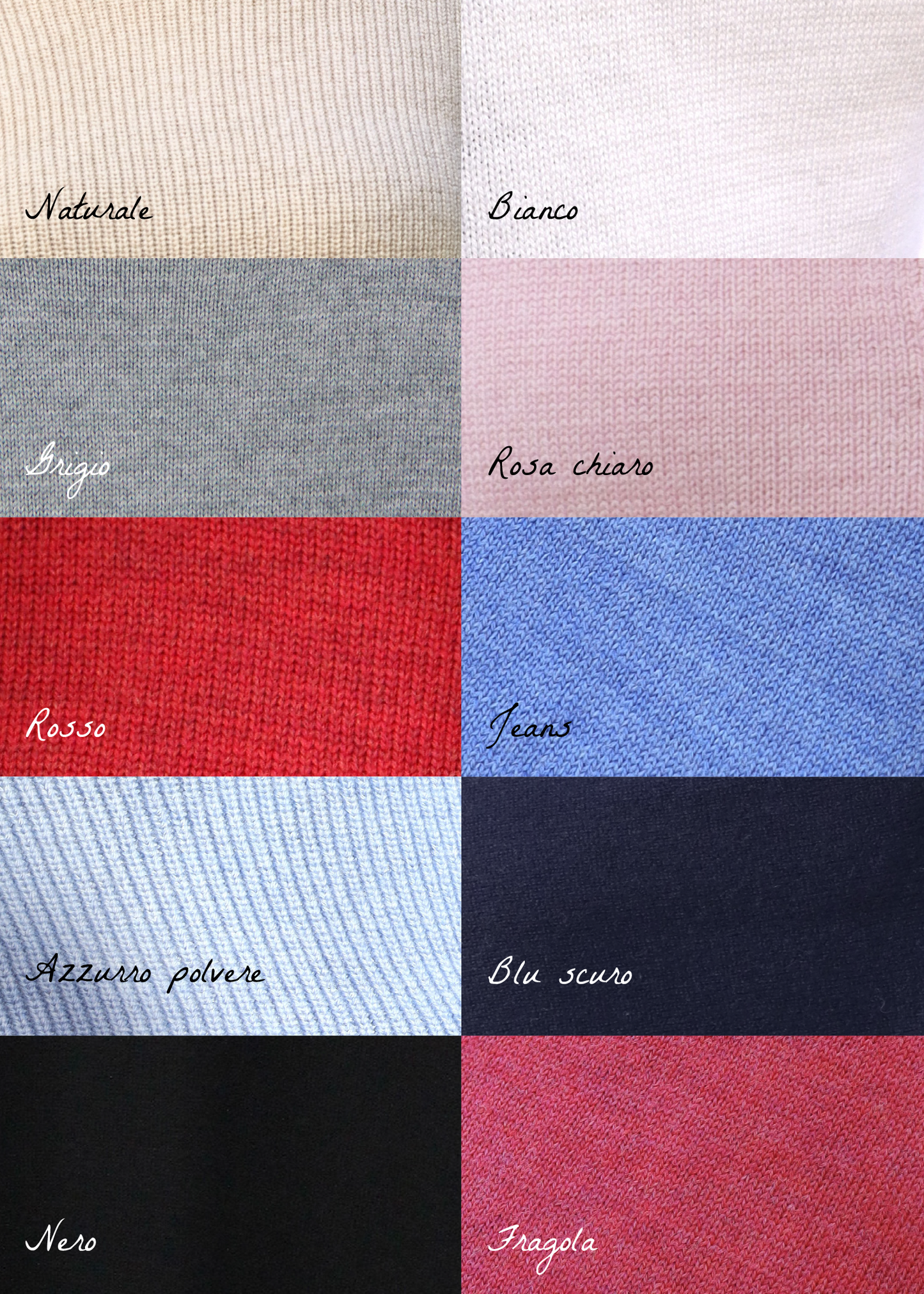 tabella con i colori del lana merino