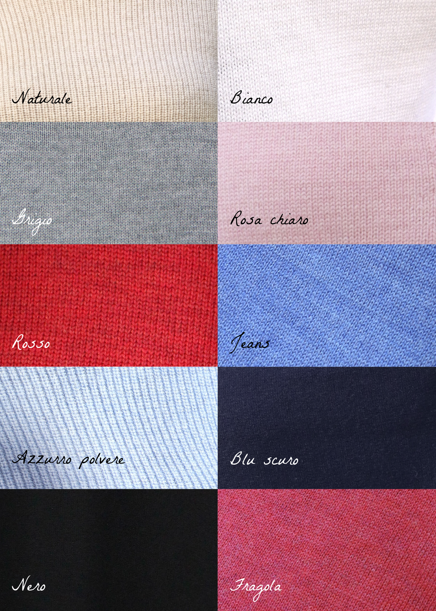 tabella con i colori del lana merino